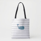 Blue Whale Shiplap Rustic White Wood Pattern Tas (Voorkant)