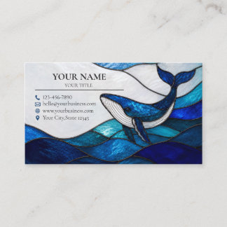 Blue Whale Stained Glass Ocean Business Card Visitekaartje
