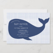 Blue Whale Stripe-Baby shower Kaart (Voorkant)