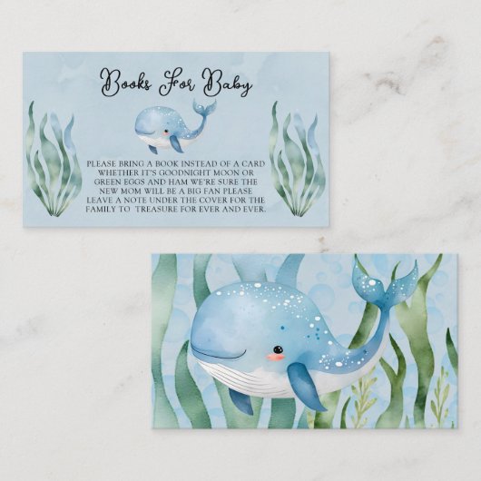 Blue Whale Under the Zee Boy Boeken voor Baby Informatiekaartje (Voorkant / Achterkant)