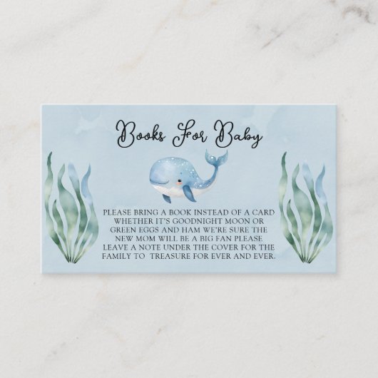 Blue Whale Under the Zee Boy Boeken voor Baby Informatiekaartje (Voorkant)