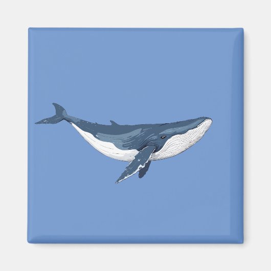 Blue Whale Vector Art Illustratie Zwart-wit Magneet (Voorkant)