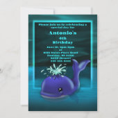 Blue Whale verjaardagsfeestje Kaart (Voorkant)