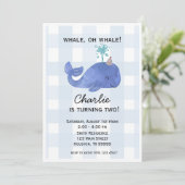 Blue Whale verjaardagsfeestuitnodiging, Kaart (Staand voorkant)