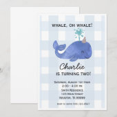 Blue Whale verjaardagsfeestuitnodiging, Kaart (Voorkant / Achterkant)