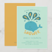 Blue Whale Water Baby Boy Unisex Shower Uitnodigin Kaart (Voorkant / Achterkant)