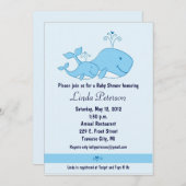 Blue Whales Baby Shower Invitations Kaart (Voorkant / Achterkant)