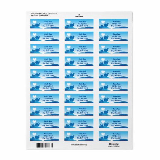 Blue Whales Baby shower Uitnodiging Adresetiketten Etiket (Full Sheet)