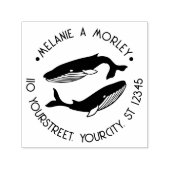 Blue Whales Beach Thema Ronde naam Retouradres Zelfinktende Stempel (Design)