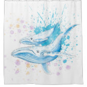 Blue Whales Color Splash Douchegordijn (Voorkant)