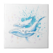 Blue Whales Color Splash Tegeltje (Voorkant)