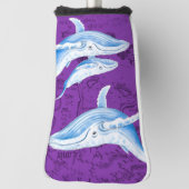 Blue Whales Family Paars Golfheadcover (Draai 90)