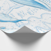 Blue Whales Family White Cadeaupapier (Hoek)