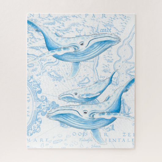 Blue Whales Family White Legpuzzel (Verticaal)