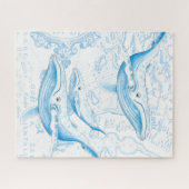 Blue Whales Family White Legpuzzel (Horizontaal)
