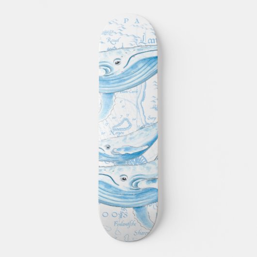 Blue Whales Family White Persoonlijk Skateboard (Voorkant)