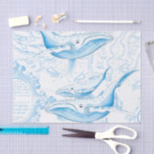 Blue Whales Family White Tissuepapier (Craft)