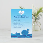 Blue Whales Wishes voor Baby shower Game Kaart (Staand voorkant)