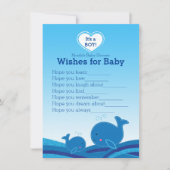 Blue Whales Wishes voor Baby shower Game Kaart (Voorkant)