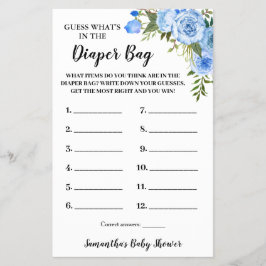 Blue Whats in de Daper Baby shower Game-kaart Flyer