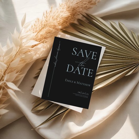 Blue Where Forever Begins Black Save The Date Aankondigingskaart