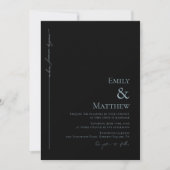 Blue Where Forever Begins Black Wedding Invitation Kaart (Voorkant)