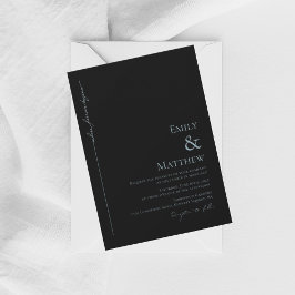 Blue Where Forever Begins Black Wedding Invitation Kaart