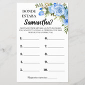 Blue Where was Ma douste tweetalige game card Flyer (Achterkant)