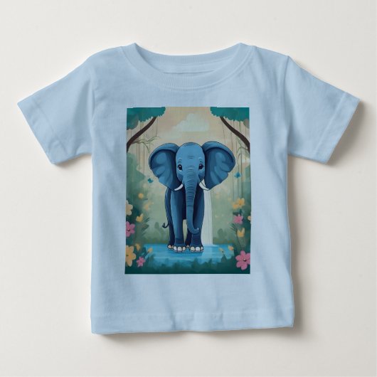Blue Whimsical Baby olifant, (Voorkant)