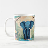 Blue Whimsical Baby olifant, Koffiemok (Links)