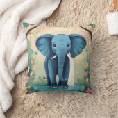 Blue Whimsical Baby olifant, Kussen (Deken)
