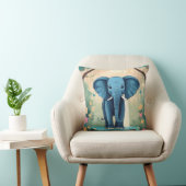 Blue Whimsical Baby olifant, Kussen (Stoel)