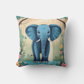 Blue Whimsical Baby olifant, Kussen (Voorkant)