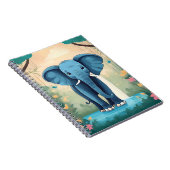 Blue Whimsical Baby olifant, Notitieboek (Rechterzijde)