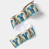 Blue Whimsical Baby olifant, Satijnen Lint (Achterkant)
