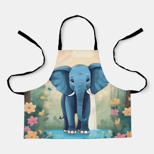 Blue Whimsical Baby olifant, Schort (Voorkant)