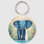 Blue Whimsical Baby olifant, Sleutelhanger (Voorkant)