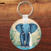 Blue Whimsical Baby olifant, Sleutelhanger (Voorkant)
