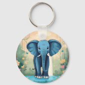Blue Whimsical Baby olifant, Sleutelhanger (Achterkant)