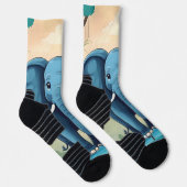 Blue Whimsical Baby olifant, Sokken (Rechts)
