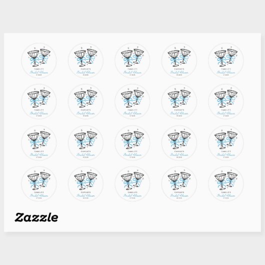 Blue Whimsical Bubbly Vrijgezellenfeest Ronde Sticker (Vel)