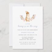 Blue Whimsical Bunny Wildflower Baby shower Kaart (Voorkant)