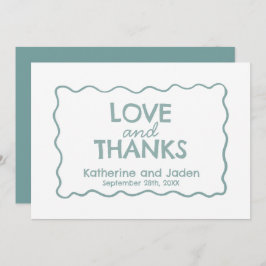 Blue Whimsical doodle wedding Flat Thank You Card Bedankkaart