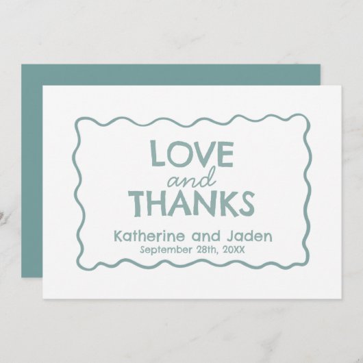 Blue Whimsical doodle wedding Flat Thank You Card Bedankkaart (Voorkant / Achterkant)