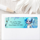 Blue Whimsical Fairy Girls Birthday Party Etiket (Insitu)