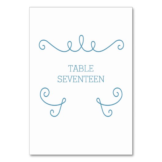 Blue Whimsical Flourish Table Kaart (Voorkant)