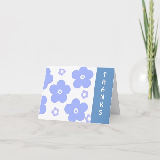 Blue Whimsical Flowers Bedankt (Voorkant)