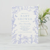 Blue Whimsical Garden Chinoiserie Baby shower Kaart (Staand voorkant)