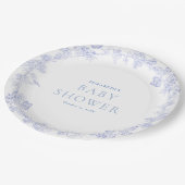 Blue Whimsical Garden Chinoiserie Baby shower Papieren Bordje (Gekanteld)