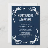 Blue Whimsical Hand Drawn Friends Christmas Party Kaart (Voorkant)